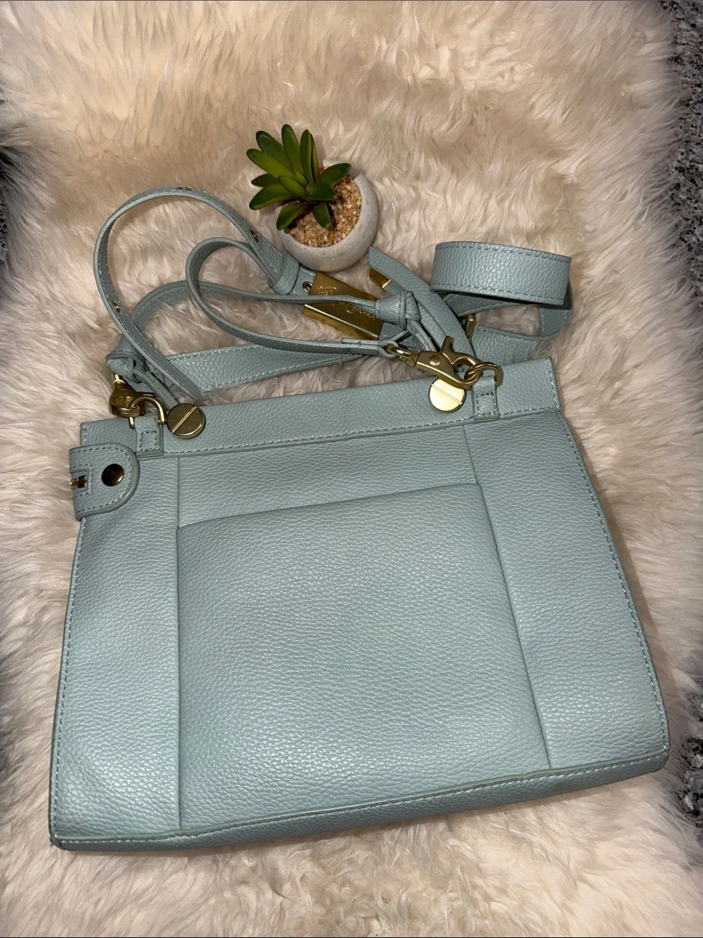 Foley + Corinna Dione Satchel Shoulder Crossbody or Hand Bag Blue Vegan Nwot